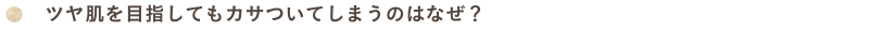 ツヤ肌を目指してもカサついてしまうのはなぜ？